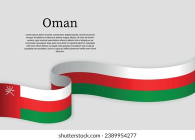 Ribbon flag of Oman. Celebration background template