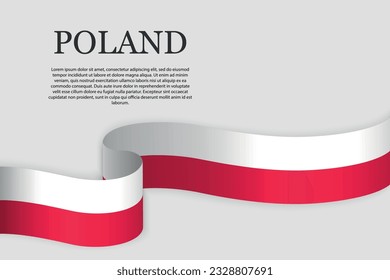 Ribbon flag of Poand . Abstract background