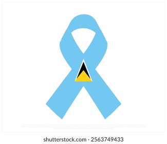 Ribbon Flag of SAINT LUCIA on a white background, Editable Vector illustration of SAINT LUCIA flag, National Day design, vector design of Saint Lucia Ribbon Flag, National Day of Saint Lucia