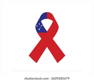 Ribbon flag of SAMOA on a white background, Editable Vector illustration of SAMOA flag, National Day design, Ribbon Flag of SAMOA flat design, National Day of SAMOA