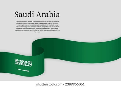 Bandera de la cinta de opciones de Arabia Saudita. Plantilla de fondo de la celebración