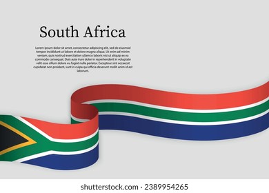 Ribbon flag of South Africa. Celebration background template