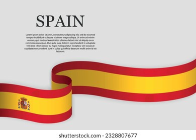 Ribbon flag of Spain . Abstract background