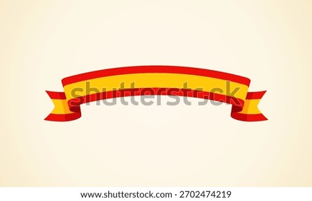 Ribbon with flag of Spain in flat design style.