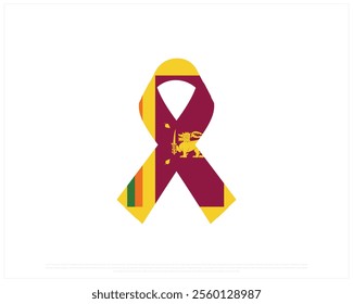 Ribbon flag of SRI LANKA on a white background, Editable Vector illustration of SRI LANKA flag, National Day design, vector design of Sri Lanka Ribbon Flag, National Day of Sri Lanka