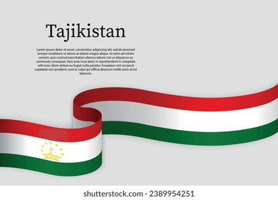 Ribbon flag of Tajikistan. Celebration background template