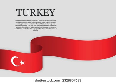 Ribbon flag of Turkey . Abstract background