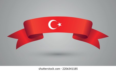 Ribbon with flag of Turkey.Vector illustration.