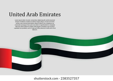 Bandera de cinta de los Emiratos Árabes Unidos. Plantilla de fondo de la celebración