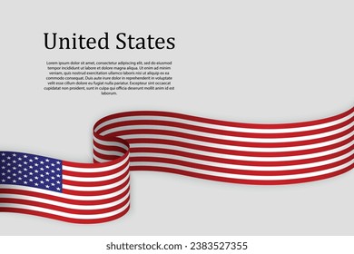 Ribbon flag of United States. Celebration background template