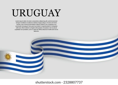 Ribbon flag of Uruguay. Abstract background