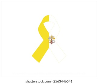 Ribbon flag of VATICAN CITY on a white background, Editable Vector illustration of VATICAN CITY flag, National Day design, vector design of Vatican City Ribbon Flag, National Day of Vatican City