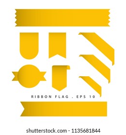 Ribbon Flag Vector Template Design Illustration
