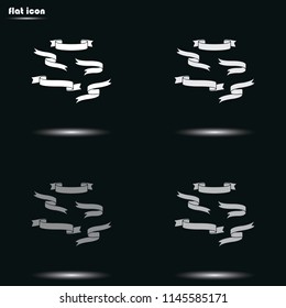 Ribbon flat grayscale vector icons.