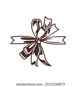 ribbon flat icon design template isolated on white background. brown color used to on object.