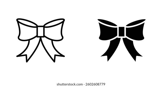 Ribbon flat Icons in line outline and flat solid style on white background