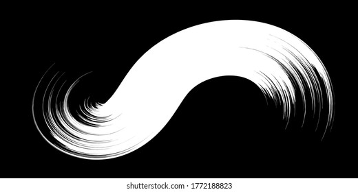 Ribbon flow color swirl strokes. Wave sea isolated random lines. Wires as hair beam sheaf. Liquid paint ink shape isolated on white background. Artistic abstract trace swirl illustration cover page.