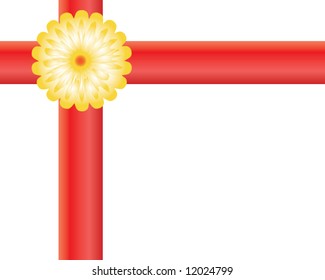 Ribbon and flower. Vector.