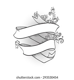 ribbon with flowers and place for text vector