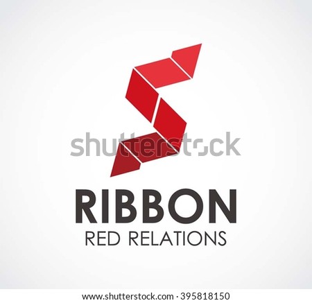 ribbon fold relation abstract vector logo stock vector royalty free ribbon fold