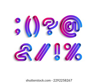 Ribbon font alphabet, 3d punctuation marks, vector illustration 10EPS