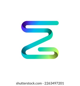 Ribbon font alphabet, English uppercase 3d letter Z, vector illustration 10EPS