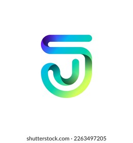 Ribbon font alphabet, English uppercase 3d letter J, vector illustration 10EPS