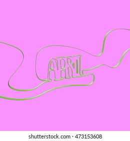 Ribbon font forms 'April', vector illustration