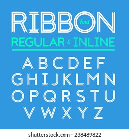 Ribbon font, regular and inline version of typeface in vector file.