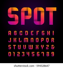 Ribbon Font. Vector Alphabet With Latin Letters And Numbers. 