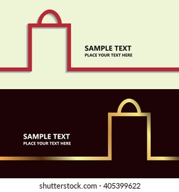 Ribbon in the form of bag and space for text. flat design.banners, graphic or website layout template. red and gold