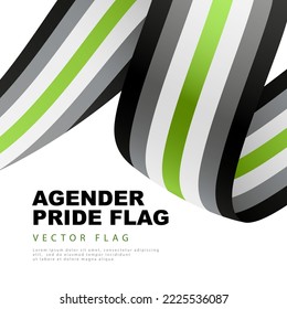 Cinta en forma de bandera de orgullo de género. Identificación sexual. Un colorido logo de una de las banderas LGBT. Falta de identidad de género. Ilustración vectorial en un fondo blanco.