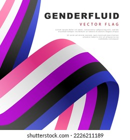 Cinta en la forma de una bandera del orgullo fluido de género. identificación sexual. Colorido logo de una de las banderas LGBT. Ilustración vectorial aislada en fondo blanco.