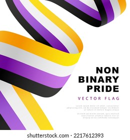 Ribbon in the form of a flag of non-binary pride. sexual identification. Colorful logo of one of the LGBT flags. Vector illustration isolated on white background.