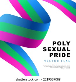 Ribbon in the form of a flag of polysexual pride. Sexual identification. A colorful logo of one of the LGBT flags. Vector illustration on a white background.