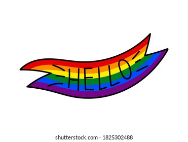 RIBBON IN THE FORM OF AN LGBT FLAG IN VECTOR