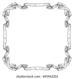 Ribbon frame. Hand drawn sketch. Vector illustration isolated on white background