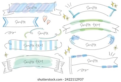 Ribbon frame that looks like it was written with a handwritten pen (blue watercolor style)