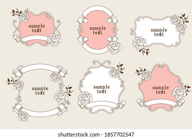 Ribbon and frame frame vector illustration material set