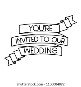 ribbon frame wedding with calligraphy