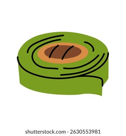 Ribbon for garter bushes, insulated green. An item for plants. Gardening tools. Suitable for ecology, gardening, cleaning, household, packaging design, instructions, educational, infographic materials