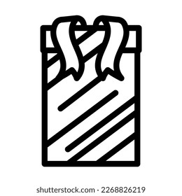 ribbon gift box line icon vector. ribbon gift box sign. isolated contour symbol black illustration