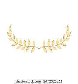 ribbon gold laurel cartoon. honor leaf, badge victory, frame trophy ribbon gold laurel sign. isolated symbol vector illustration
