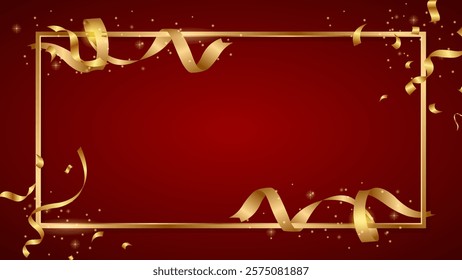 ribbon gold and red background vector