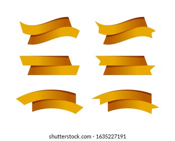 ribbon gold stripe shape isolated on white background, ribbon golden tag collection for element graphic design, ribbon line yellow gold for label copy space text, border tape curl ribbon gold shaped