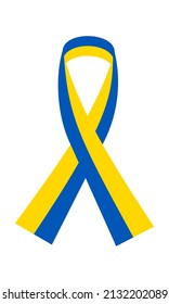 Ribbon graphics in Ukraine flag colours isolated on white background. Concept of resistance. Stop war between Russia and Ukraine. Creative concept. Stand with Ukraine. Solidarity with Ukraine.