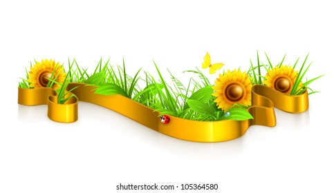 Ribbon in the grass vector