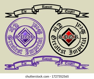 Ribbon and greatest imperial seal. Inscriptions, The Roman Empire S.P.Q.R.