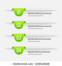 Ribbon green banners. A vivid illustration of the layout of the labels banner. Colored labels with a set. A template for the web design. All elements are isolated.EPS 10.