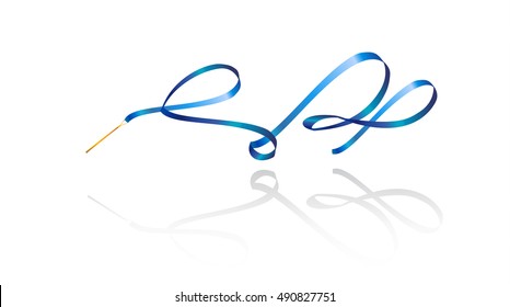 Ribbon. Ribbon Gymnastic. Gymnastic. Gymnastics Rhythmic gymnastics ribbon, blue color with shadow, isolated on white background. Modern gymnastics Sport. Modern dance 3D Vector Illustration. 2024